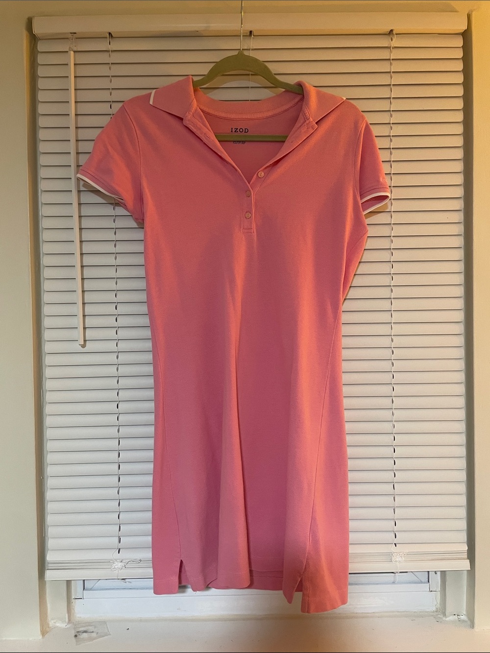 Izod Bright Pink Polo Shirt Dress with White Trim